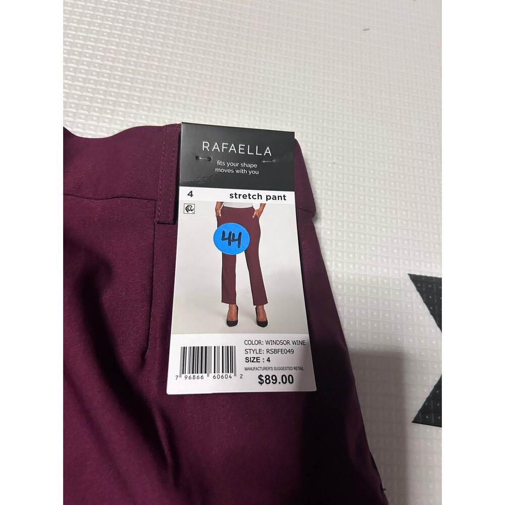 Rafaella Women's Windsor Wine Red Stretch Slim Ankle Pull-On Dress Pant - Picture 7 of 7